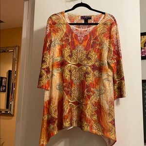 3/4 sleeve asymmetrical floral blouse